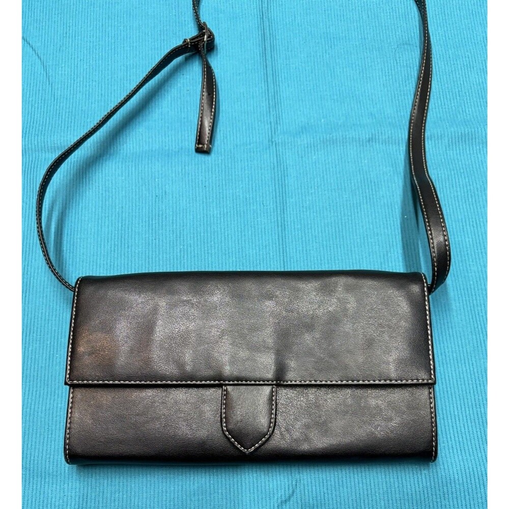 Vintage Y2K Mary Kay Black Faux Leather Crossbody Wallet Purse Organizer